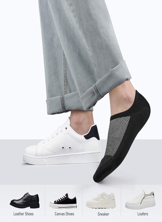 CLOSEMATE 8 Pairs Mens No Show Socks Cotton Ankle Socks with Non Slip Grips for Sneakers Low Cut Shoes(8Black, Size L) - Image 5